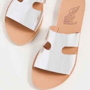 Ancient Greek Sandals Silver Slide Apteros Sandals SZ 41